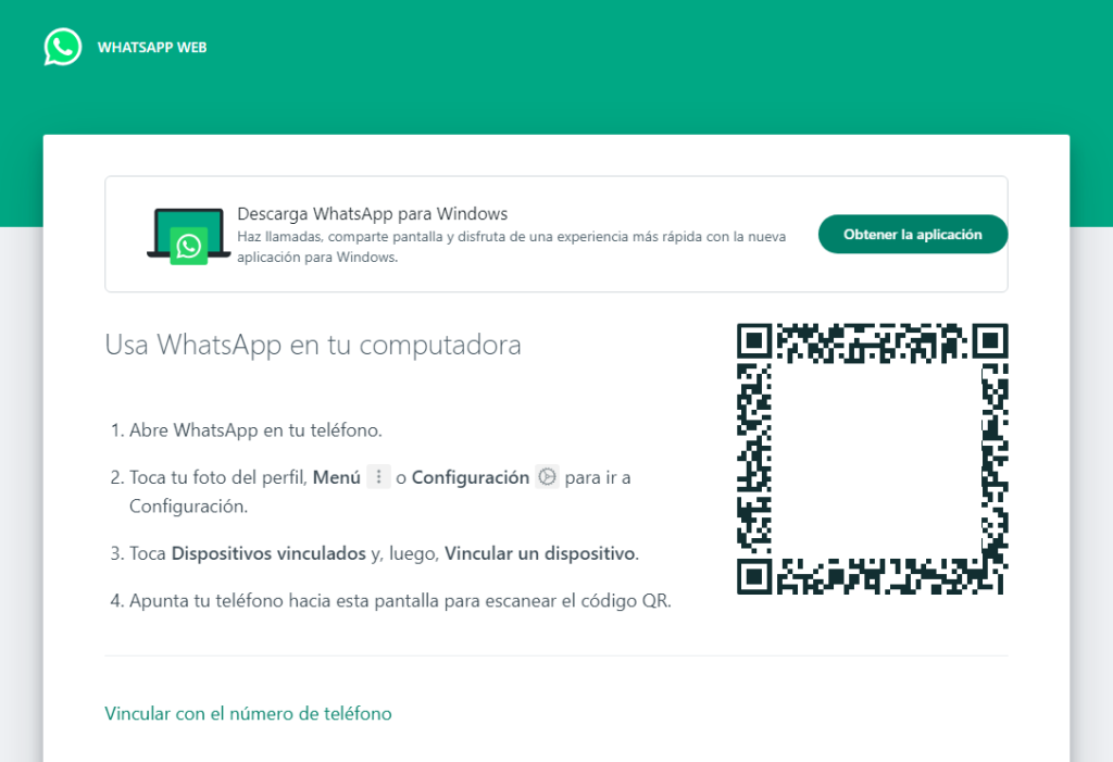 Captura de pantalla WhatsApp web