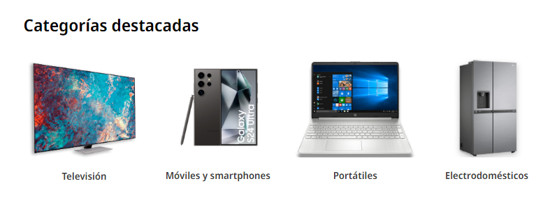 Carrusel de enlazado interno a categorías de MediaMarkt