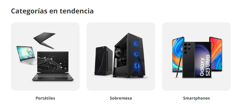 Carrusel de enlaces internos a categorías de PC Componentes